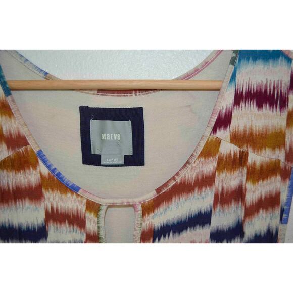 Maeve Anthropologie Sennebec Rainbow Multicolor Twist Front Dress - Picture 3 of 6